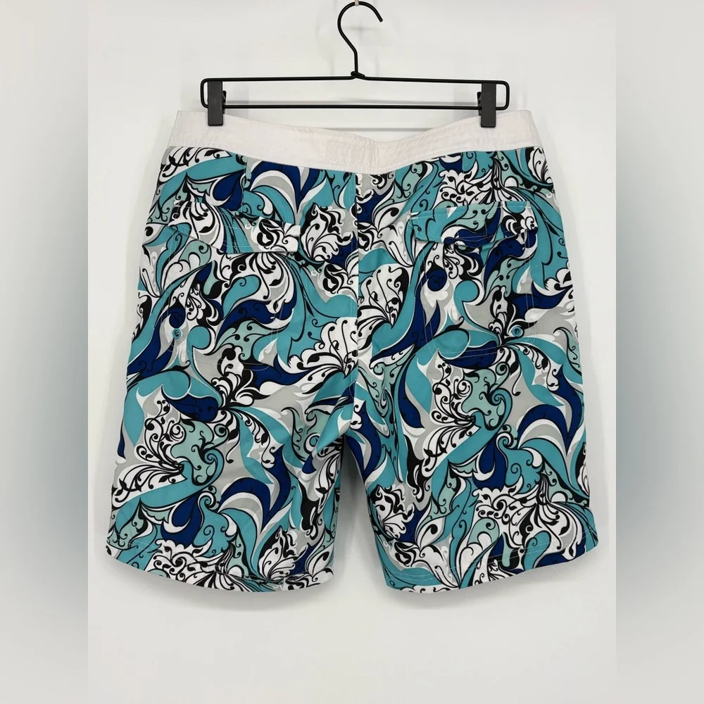 PENGUIN by Munsingwear Board Short Teal, Navy & White Patterned Mens 34